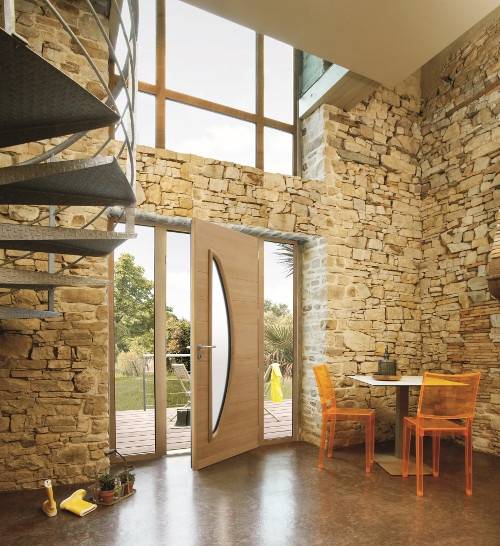 Porte d'entrée mixte sur mesure intérieur bois à Lyon