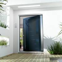 Porte d'entrée en aluminium avec barre de tirage à Lyon