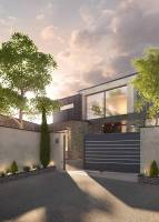 Portail au design contemporain en aluminium coulissant sur mesure à Lyon